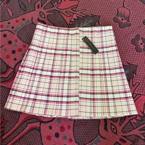 No Boundaries Pink and White Plaid Mini Skirt